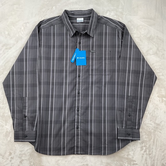 Columbia Other - Columbia Rogers Peak Printed Long Sleeve Shirt Grey Black Striped XM5208-011 XL